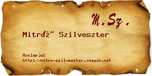 Mitró Szilveszter névjegykártya